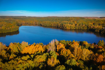 Autumnal scenery at the lake in Poland