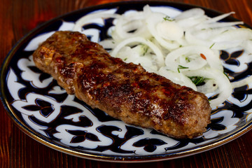 Beef kebab with onion