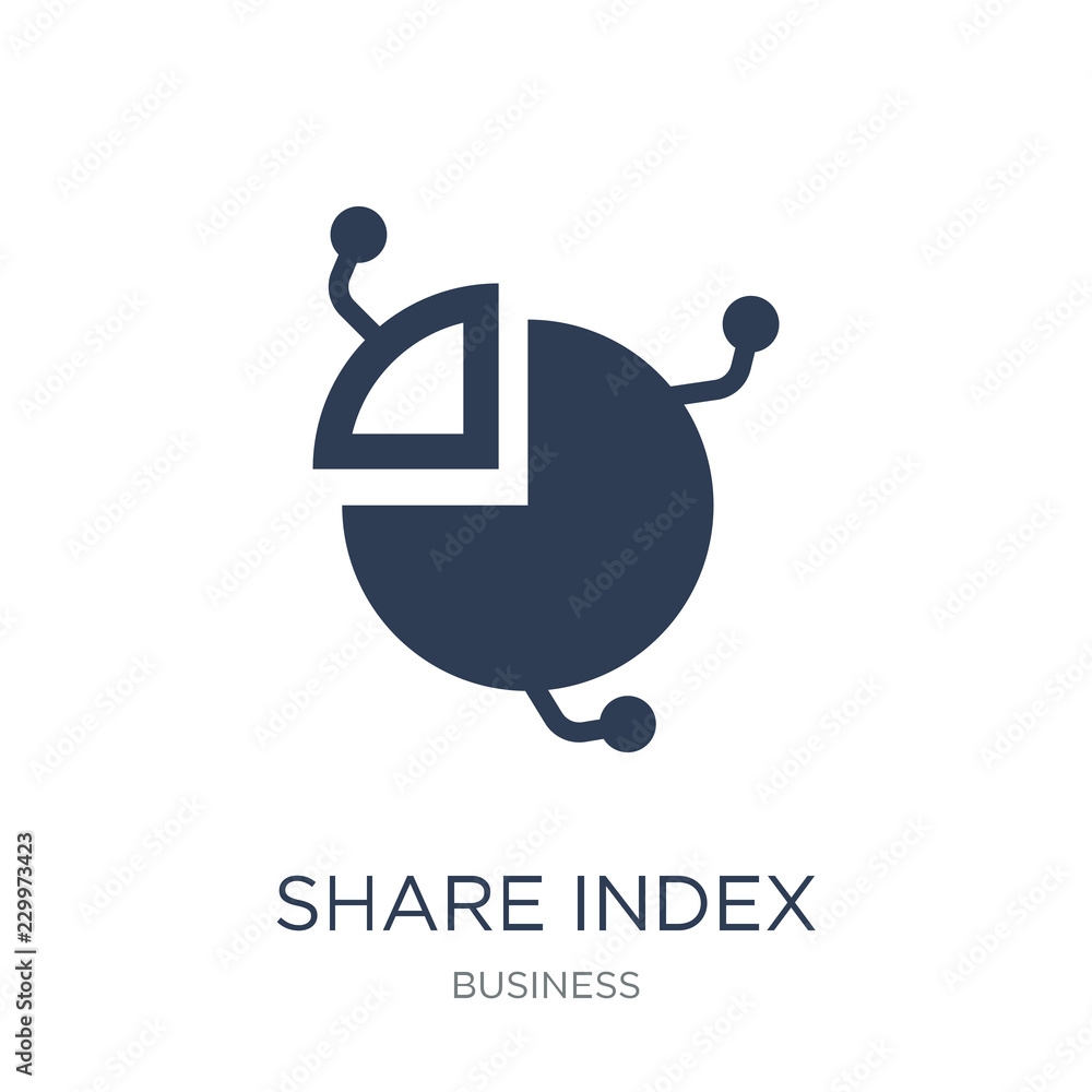 Poster share index icon. trendy flat vector share index icon on white background from business collection
