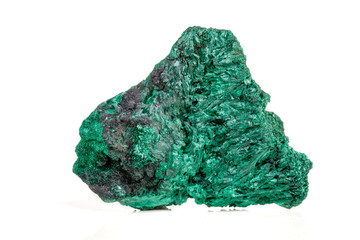 Macro mineral stone plisoviy, plush, satin malachite on a white background