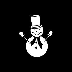 A snowman on the black background icon winter