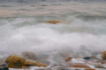The Surf Washing Over Rocks at Boulder Beach, Acadia National Park, Maine