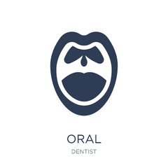 Oral icon. Trendy flat vector Oral icon on white background from Dentist collection