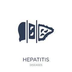 Hepatitis icon. Trendy flat vector Hepatitis icon on white background from Diseases collection