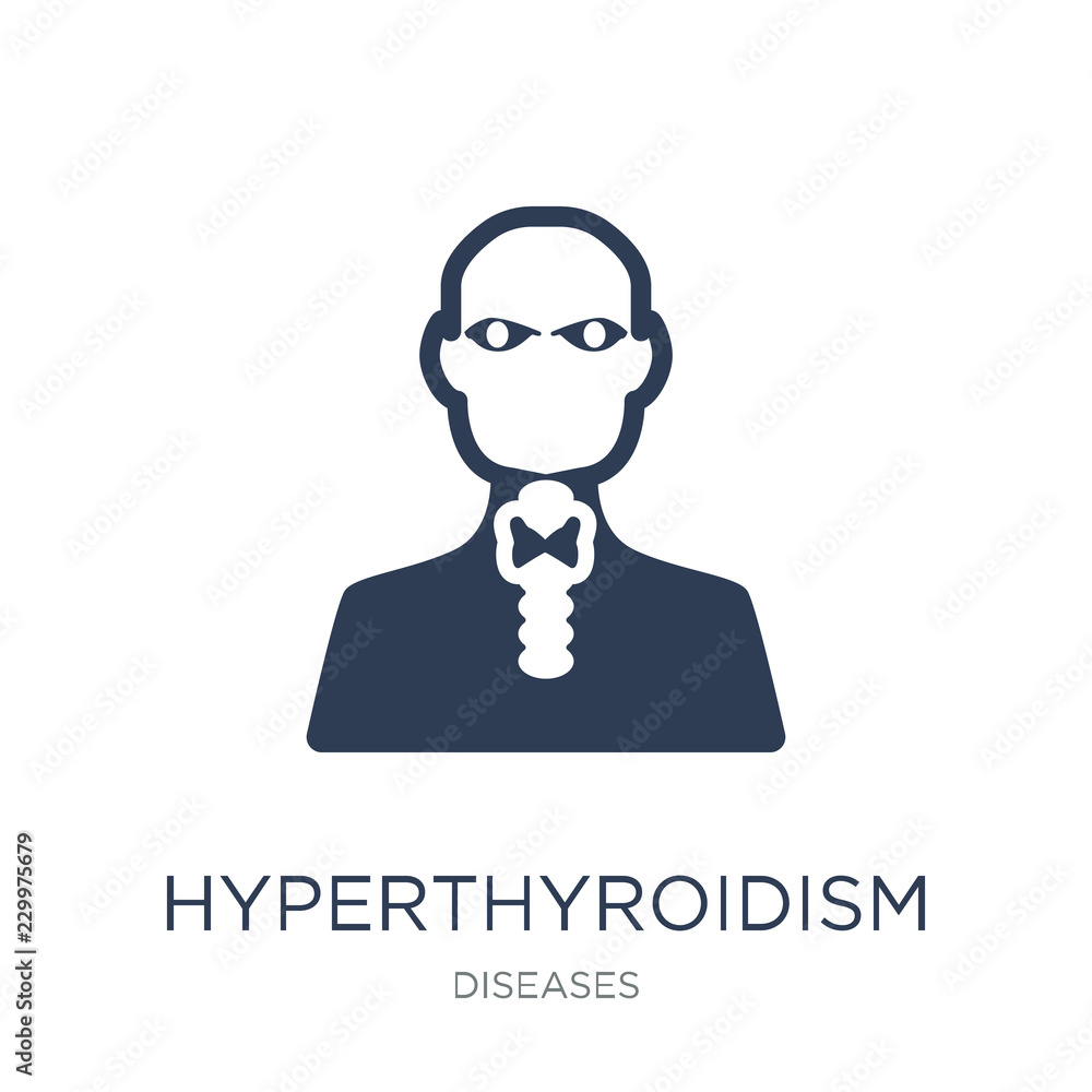 Poster hyperthyroidism icon. trendy flat vector hyperthyroidism icon on white background from diseases coll