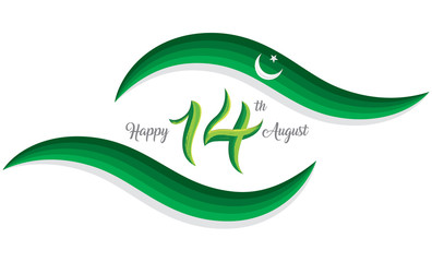 14th August Pakistan independence day Logo, Typographic emblems & badge with white background, Vector illustration