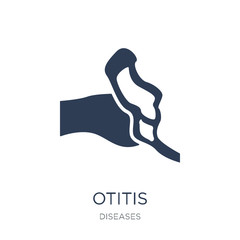 Otitis icon. Trendy flat vector Otitis icon on white background from Diseases collection