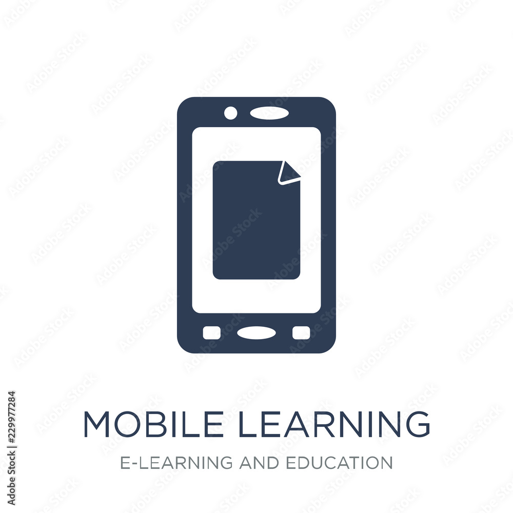 Poster mobile learning icon. trendy flat vector mobile learning icon on white background from e-learning an