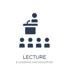 Lecture icon. Trendy flat vector Lecture icon on white background from E-learning and education collection