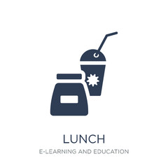 Lunch icon. Trendy flat vector Lunch icon on white background from E-learning and education collection