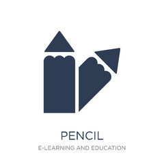 Pencil icon. Trendy flat vector Pencil icon on white background from E-learning and education collection