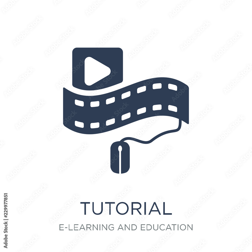 Poster tutorial icon. trendy flat vector tutorial icon on white background from e-learning and education co