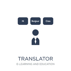 Translator icon. Trendy flat vector Translator icon on white background from E-learning and education collection