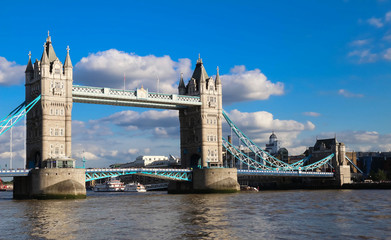 Fototapeta na wymiar The Tower Bridge in London at sunny day, England, United Kingdom.