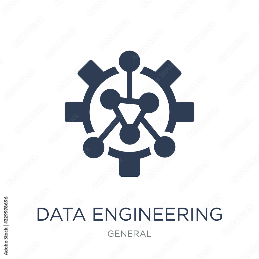 Poster data engineering icon. trendy flat vector data engineering icon on white background from general col