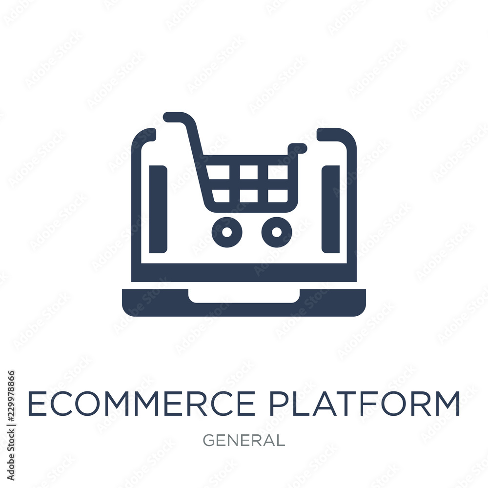 Poster ecommerce platform icon. trendy flat vector ecommerce platform icon on white background from general