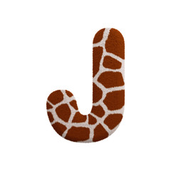 Giraffe letter J - Uppercase 3d fur font - Safari, Wildlife or Africa concept