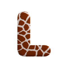 Giraffe letter L - Capital 3d fur font - Safari, Wildlife or Africa concept