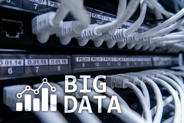 Big data analysing server. Internet and technology.