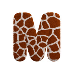 Giraffe letter M - Capital 3d fur font - Safari, Wildlife or Africa concept