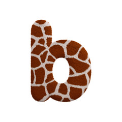 Giraffe letter B - Lower-case 3d fur font - Safari, Wildlife or Africa concept