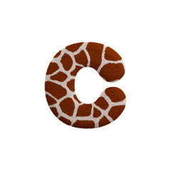 Giraffe letter C - Small 3d fur font - Safari, Wildlife or Africa concept