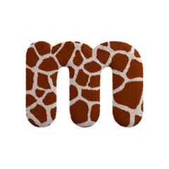 Giraffe letter M - Lowercase 3d fur font - Safari, Wildlife or Africa concept