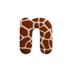 Giraffe letter N - Lower-case 3d fur font - Safari, Wildlife or Africa concept