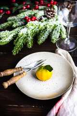 Table setting for Christmas dinner