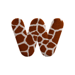 Giraffe letter W - Lower-case 3d fur font - Safari, Wildlife or Africa concept