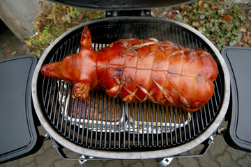 Whole roasted  delicious  grilled pig ready for lunch