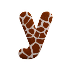 Giraffe letter Y - Lowercase 3d fur font - Safari, Wildlife or Africa concept