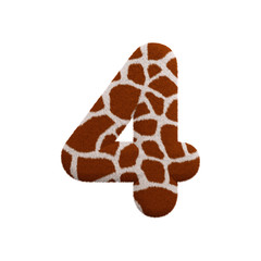 Giraffe number 4 -  3d fur digit - Safari, Wildlife or Africa concept