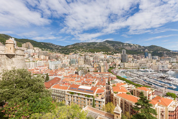Fototapeta na wymiar Principality of Monaco, panoramic view of the ward Le Condamine