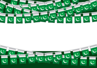 Pakistan Independence day banner with flags bunting. Vector illustration