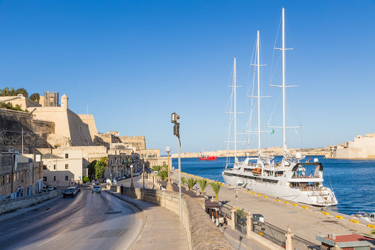 Floriana, Malta. Great Bay Embankment