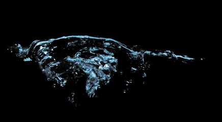 water splash with drops isolated on black background