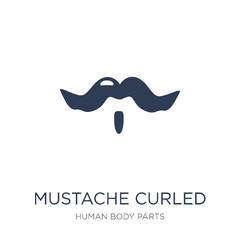 Mustache curled tip variant icon. Trendy flat vector Mustache curled tip variant icon on white background from Human Body Parts collection