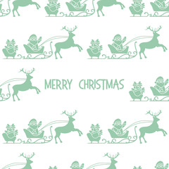 Christmas 2019 seamless pattern Santa Claus, gifts