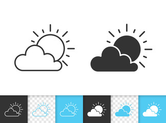 Sun And Cloud simple black line vector icon
