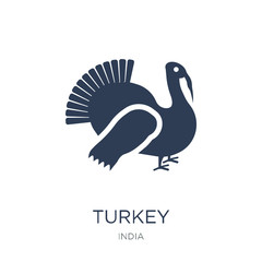Turkey icon. Trendy flat vector Turkey icon on white background from india collection