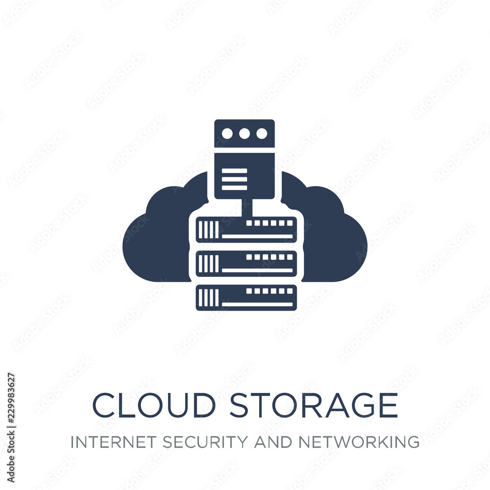Poster cloud storage icon. trendy flat vector cloud storage icon on white background from internet security