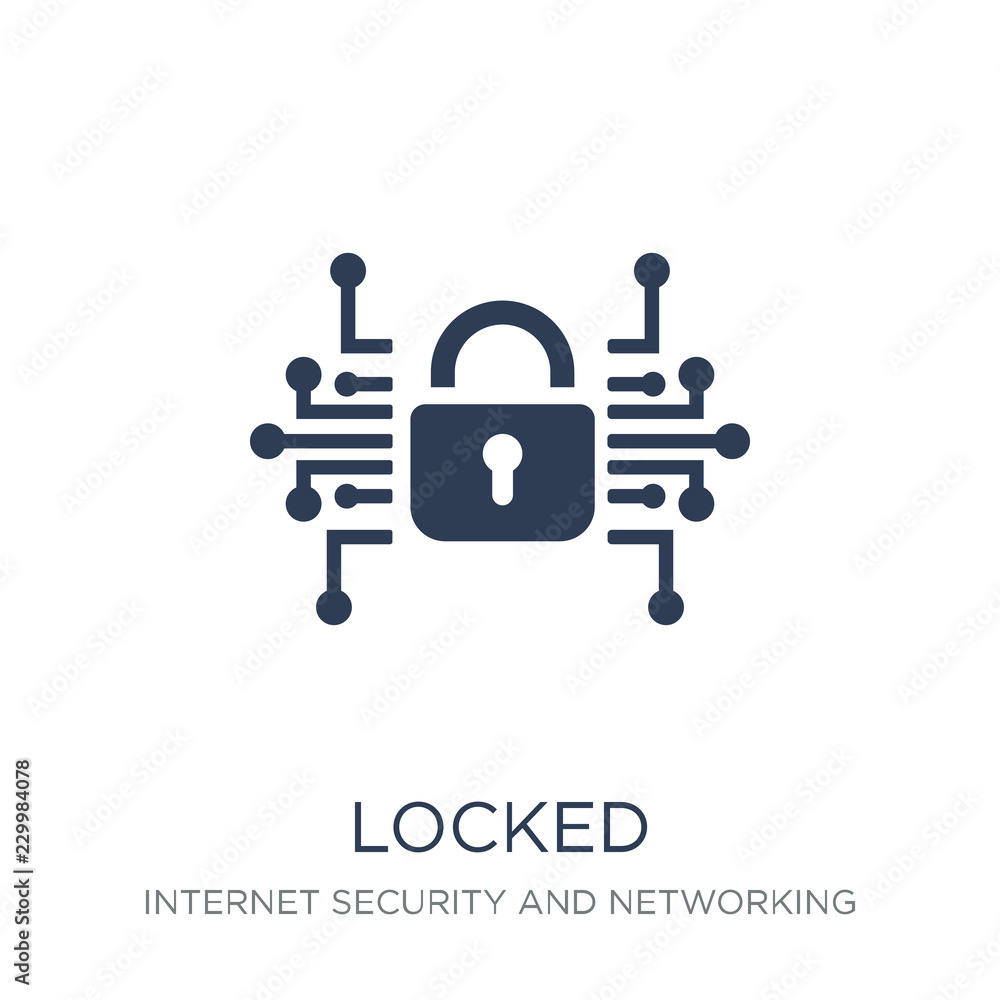 Poster locked icon. trendy flat vector locked icon on white background from internet security and networkin
