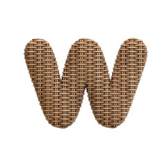 Wicker letter W - Lower-case 3d rattan font - Decoration, design or craftsmanship concept