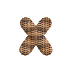Wicker letter X - Small 3d rattan font - Decoration, design or craftsmanship concept