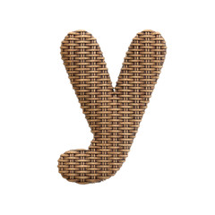 Wicker letter Y - Lowercase 3d rattan font - Decoration, design or craftsmanship concept