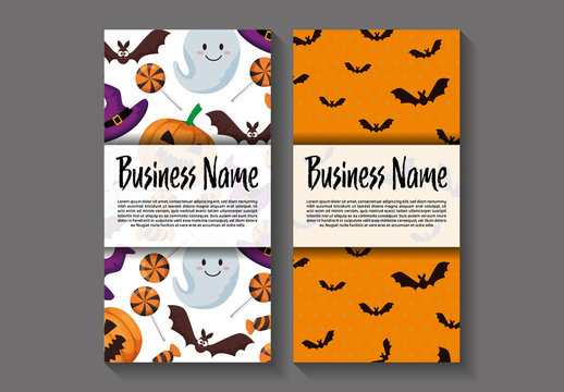 Flyer Layouts with Halloween Patterns, bats and pumpkins