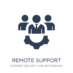 remote support icon. Trendy flat vector remote support icon on white background from Internet Security and Networking collection