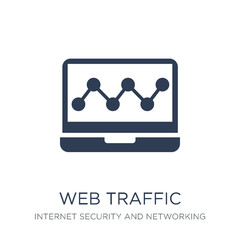 web traffic icon. Trendy flat vector web traffic icon on white background from Internet Security and Networking collection