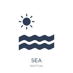 Sea icon. Trendy flat vector Sea icon on white background from Nautical collection